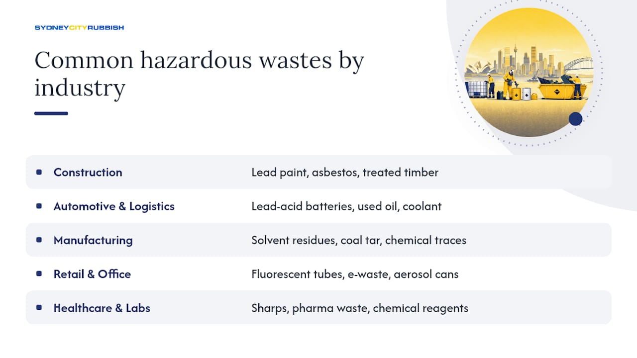 Identifying hazardous waste across common NSW industries — overview diagram