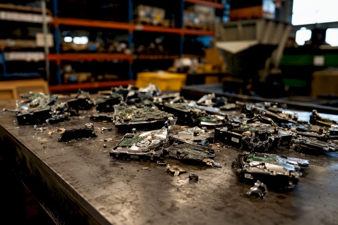 Fragments of physically destroyed hard drives