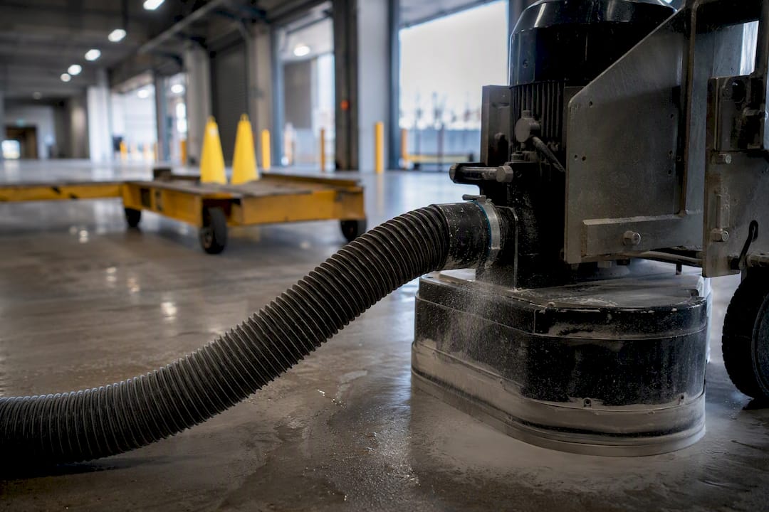 Dust extraction equipment suppressing silica dust during concrete grinding