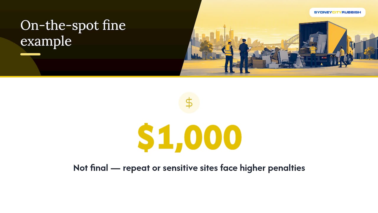 Illegal dumping penalties NSW: on-the-spot fines and court maximums — overview diagram