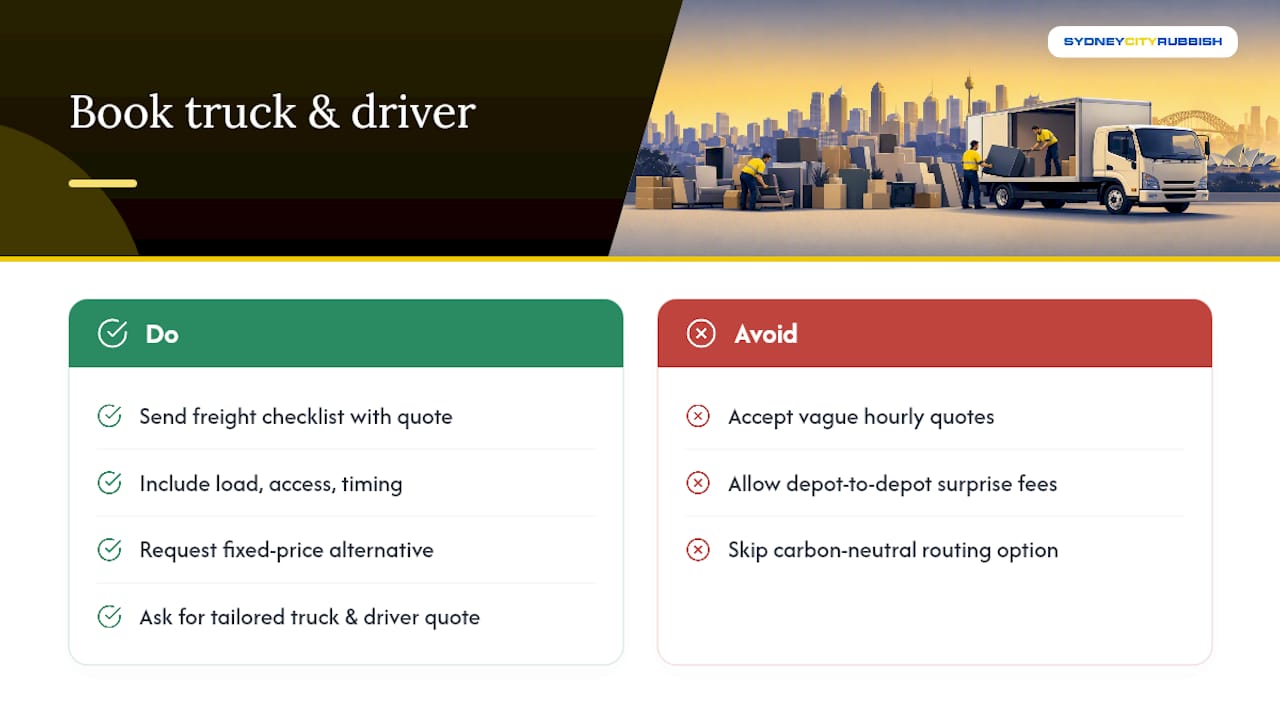 Book truck and driver hire with Sydney City Rubbish — overview diagram