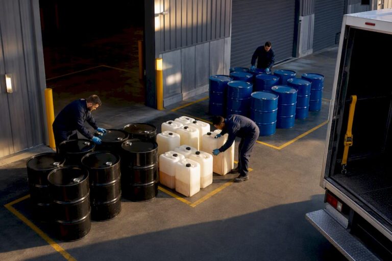 Commercial hazardous waste staging for pickup