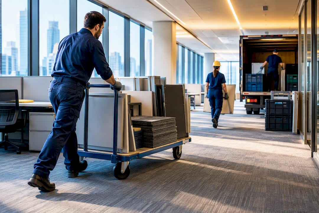 Crew loading office fit-out materials