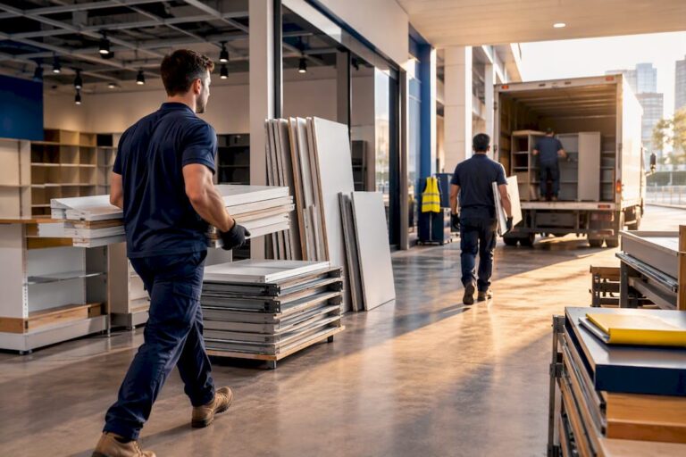Commercial retail strip-out materials being loaded