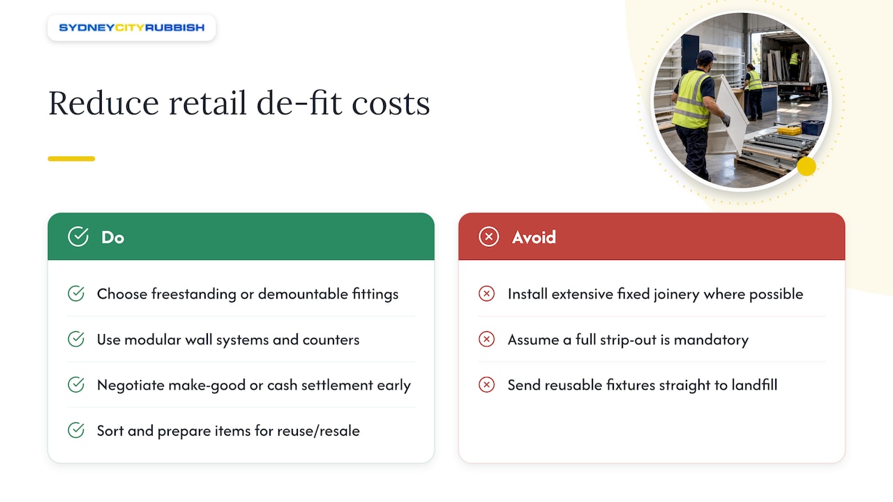 How to reduce your retail de-fit costs — overview diagram