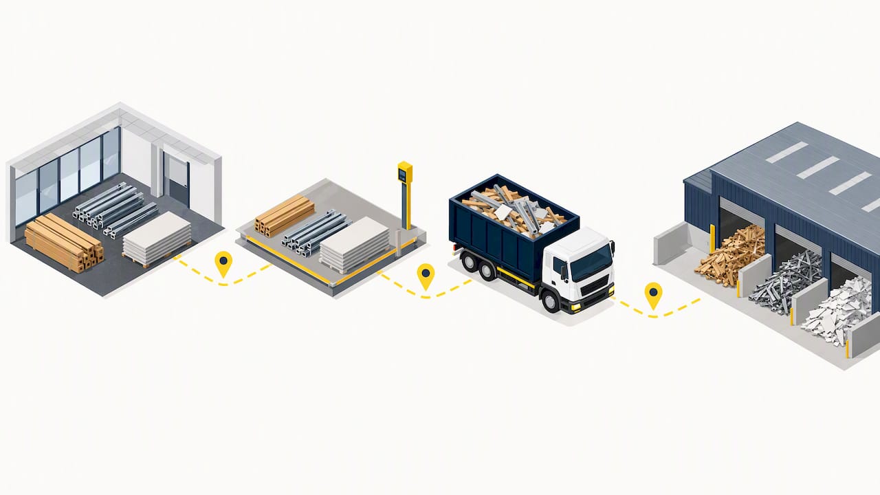 Commercial waste tracking process illustration