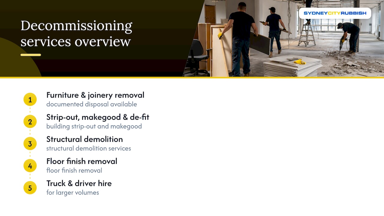 Office decommissioning service categories