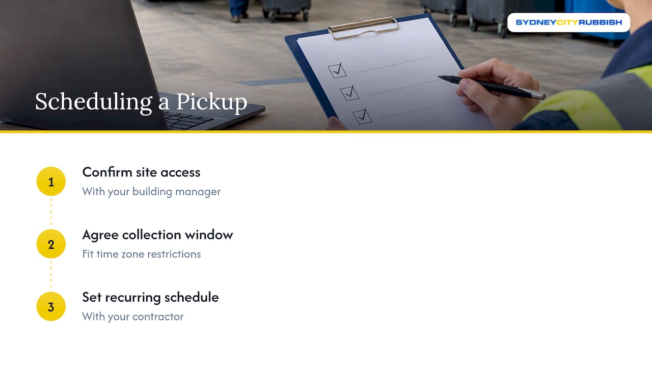 Scheduling commercial waste pickups and choosing collection frequency — overview diagram