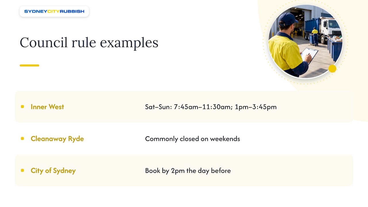 How weekend rules differ across Sydney councils — overview diagram