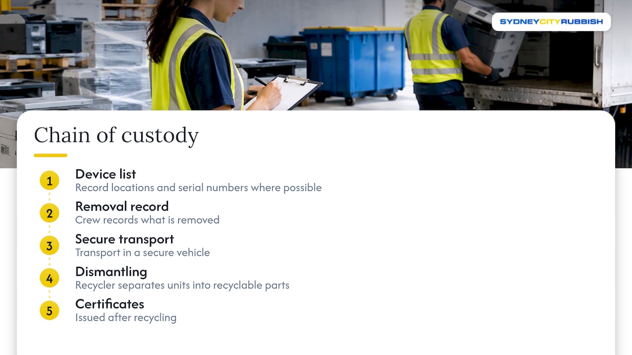 Steps in commercial printer chain of custody