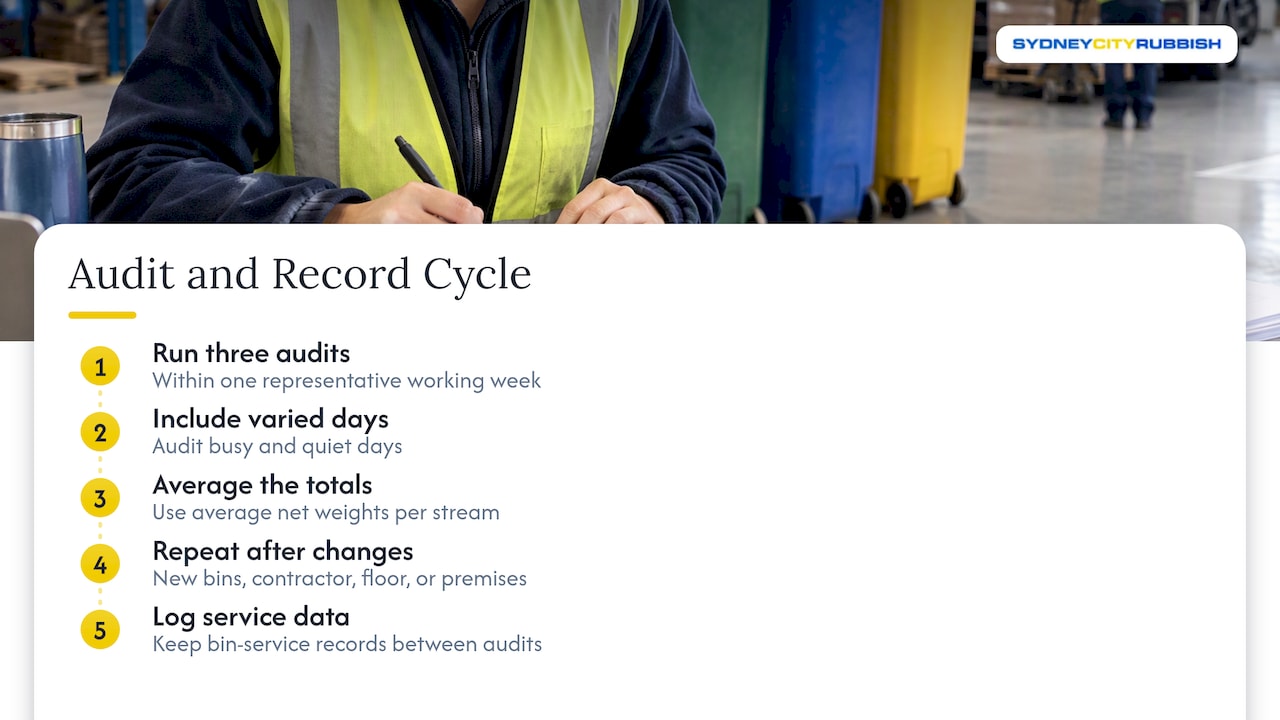 Repeating the audit and keeping the records — overview diagram